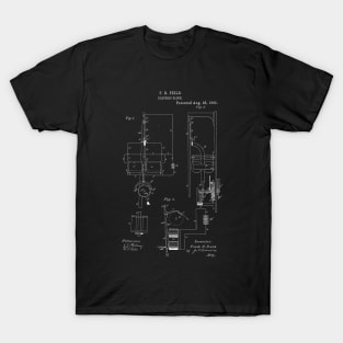 Electric Clock Vintage Patent Hand Drawing T-Shirt